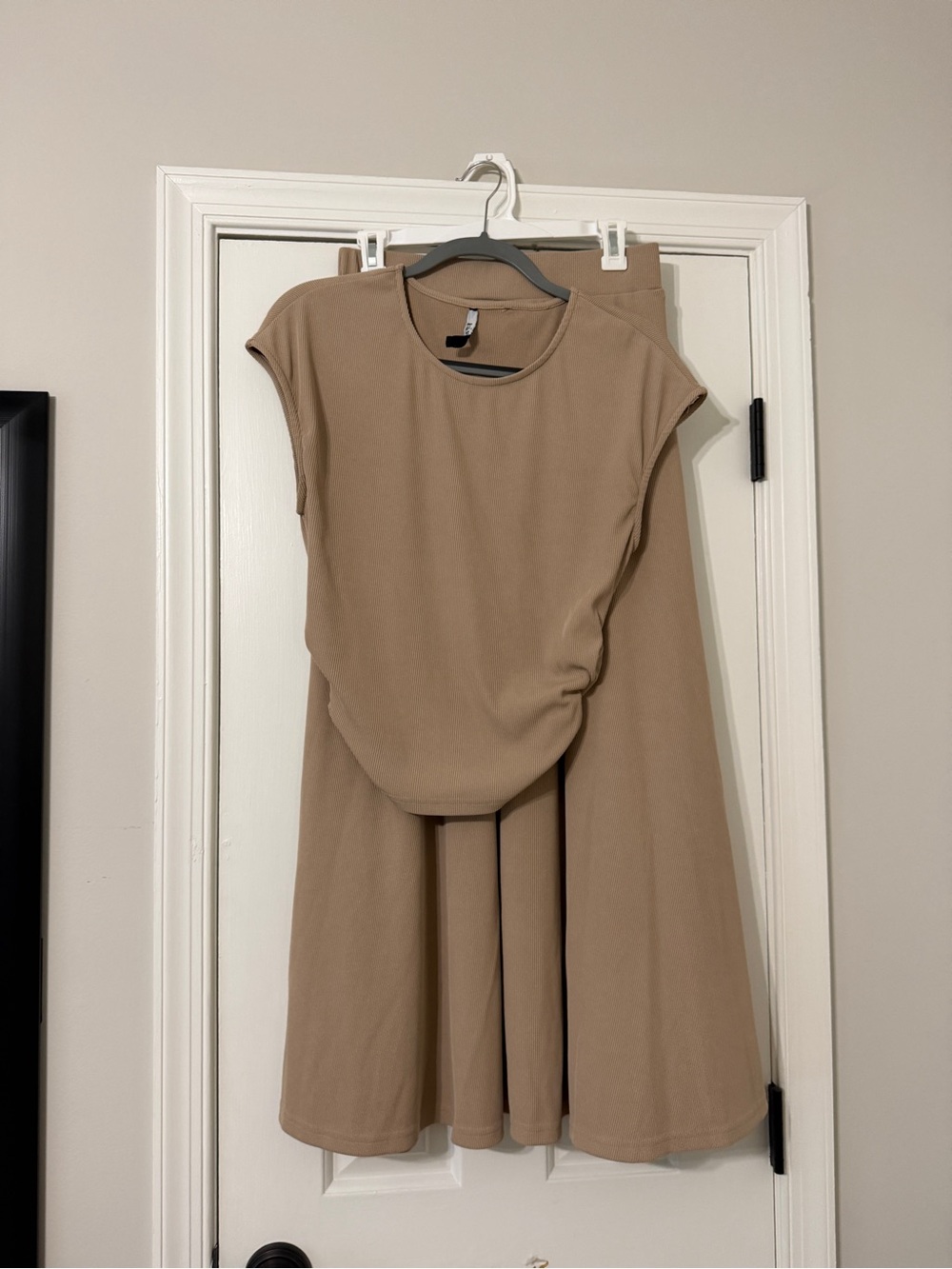 Neutral Taupe Sleeveless 2 piece Dress by
